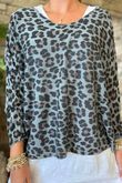Made in Italy Knox Leopard Fine Knit & Vest Top Graphite